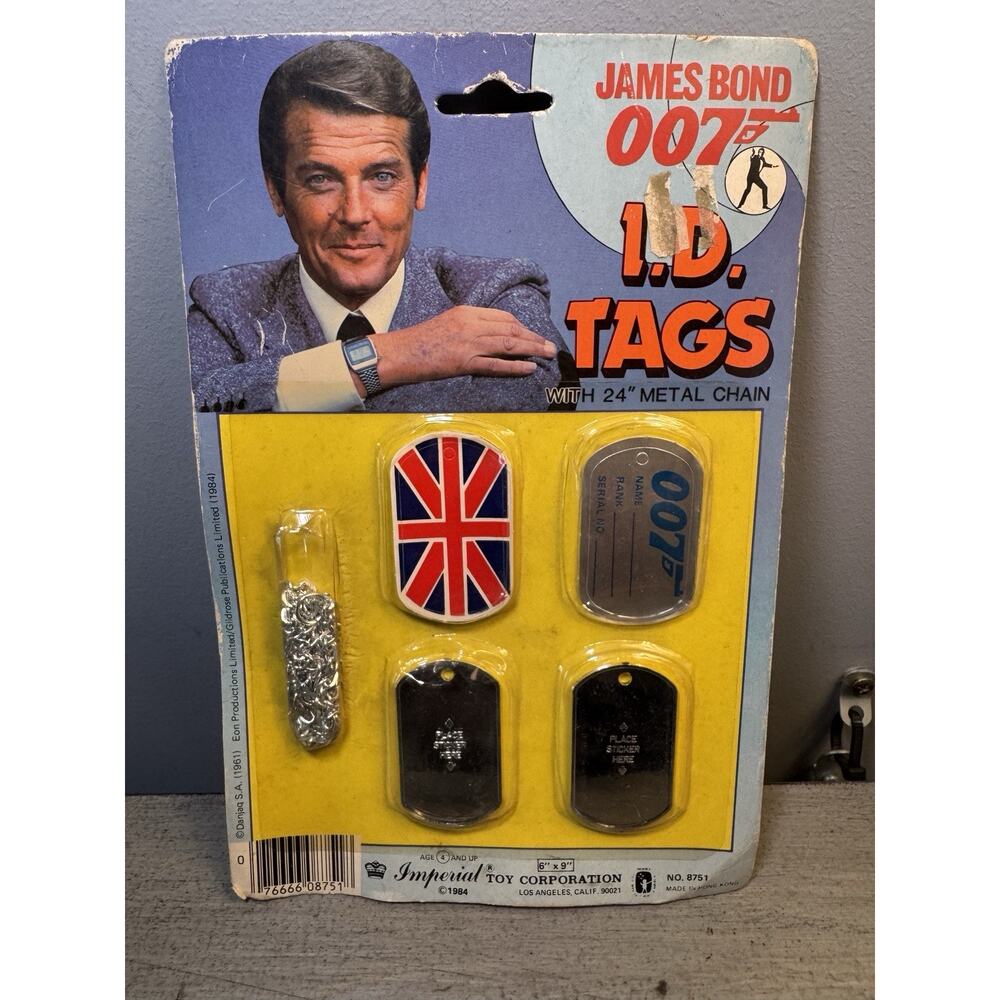 Vintage 1980s James Bond Dog Tag ID Set